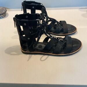 Sorel Ella Black Gladiator Lace-Up Women's Sandals